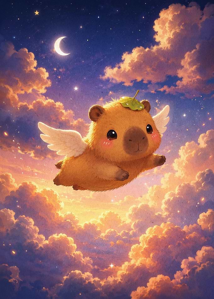 Capybara Angel Cute Fantasy Art