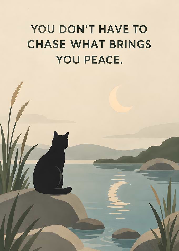 Peaceful Cat by the Lake Poster