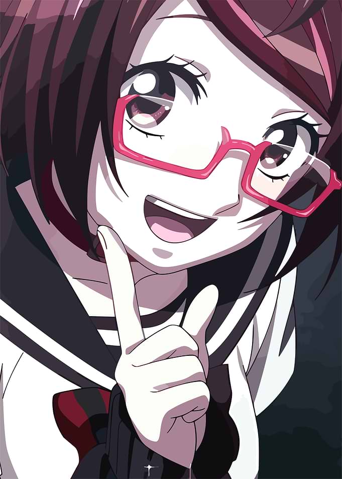 Anime Girl with Red Glasses