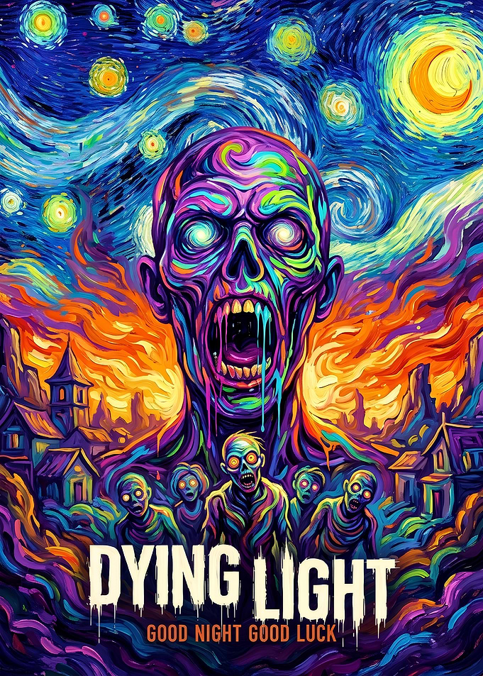 Dying Light Starry Night Zombie Poster