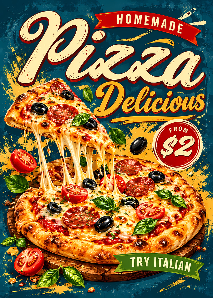 Homemade Delicious Pizza Promotional Poster