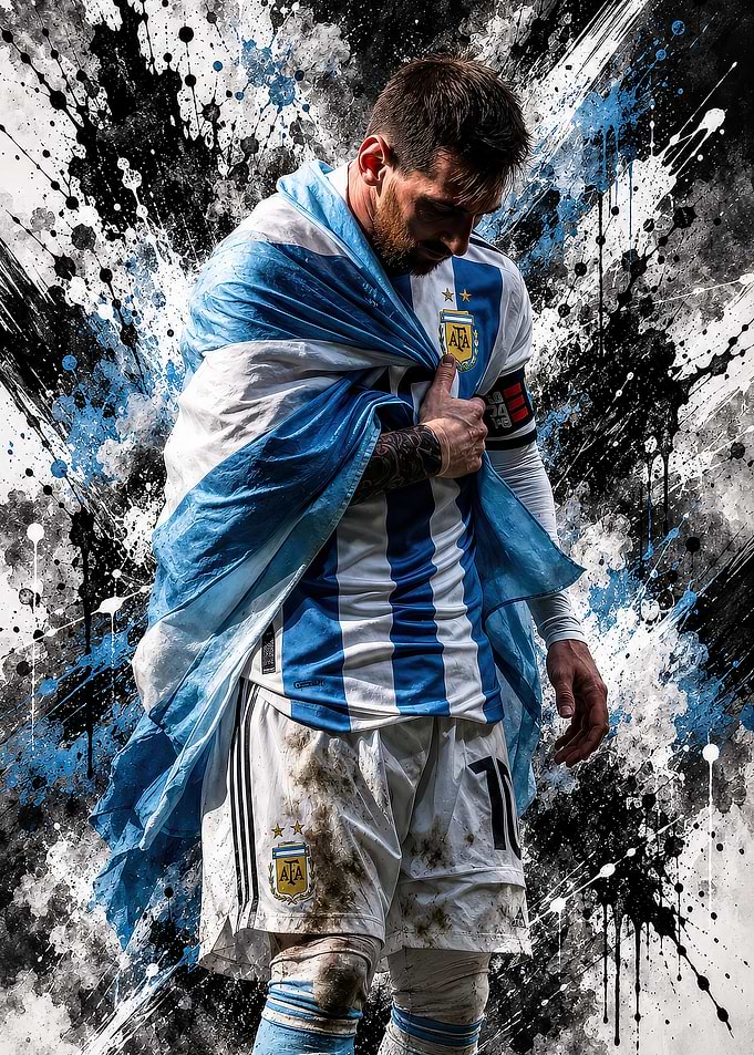 Lionel Messi Argentina Flag Portrait