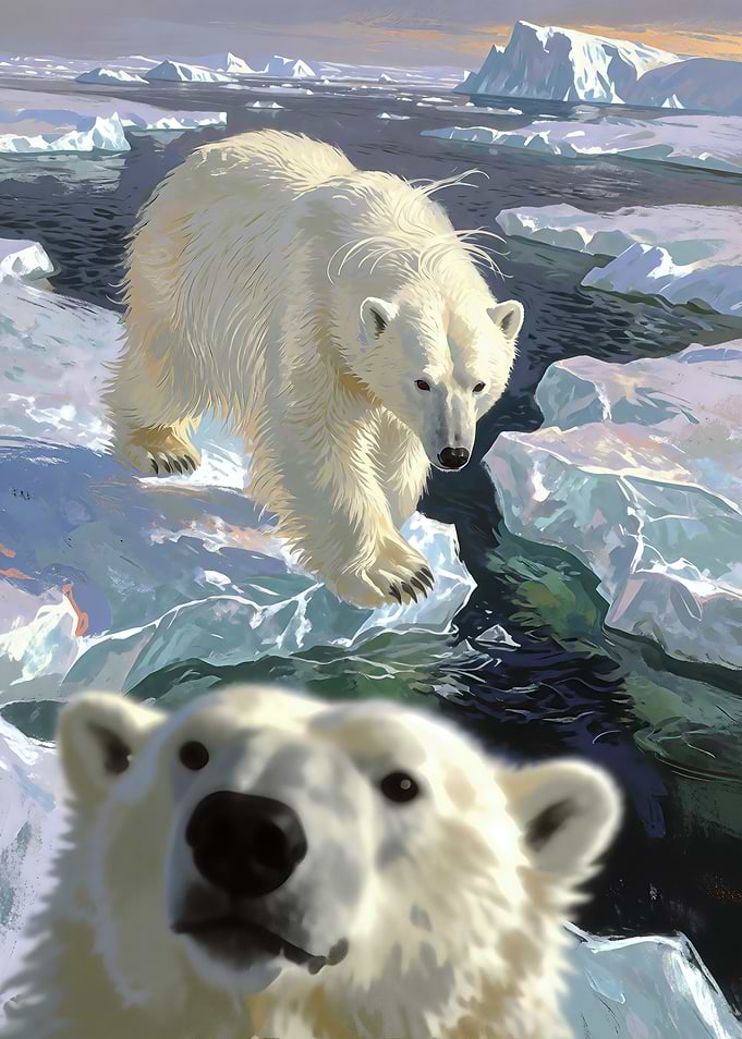 Two Polar Bears in Arctic Landscape