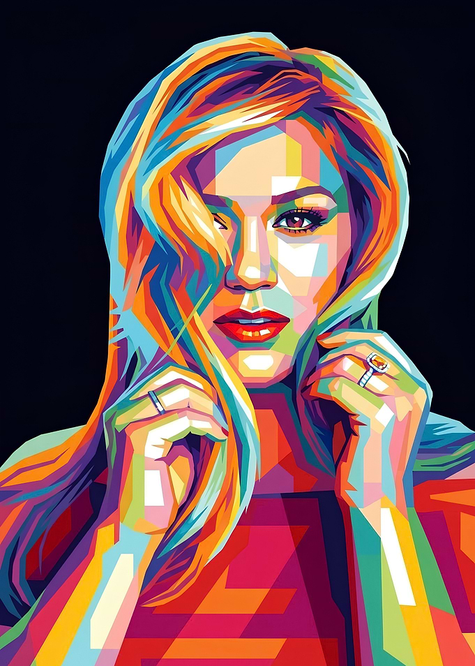 Colorful Pop Art Portrait of Kelly Clarkson