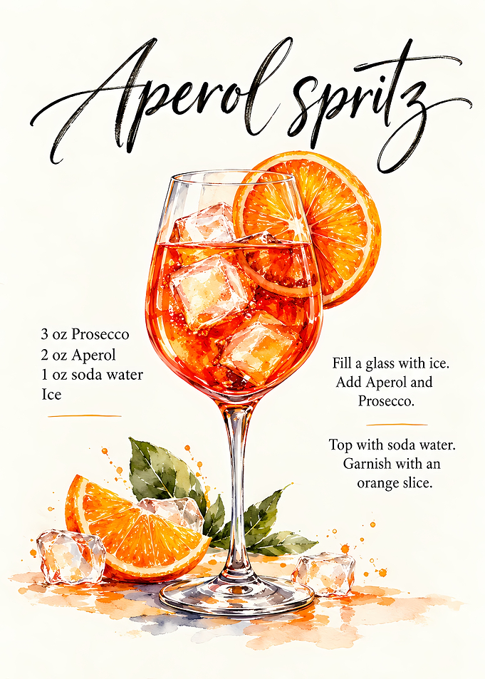 Aperol Spritz Cocktail Recipe Illustration
