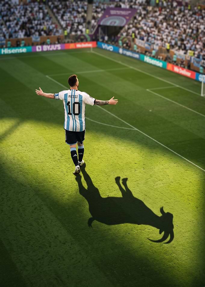 Lionel Messi GOAT Shadow Silhouette