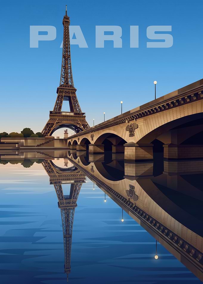 Paris Eiffel Tower Travel Poster