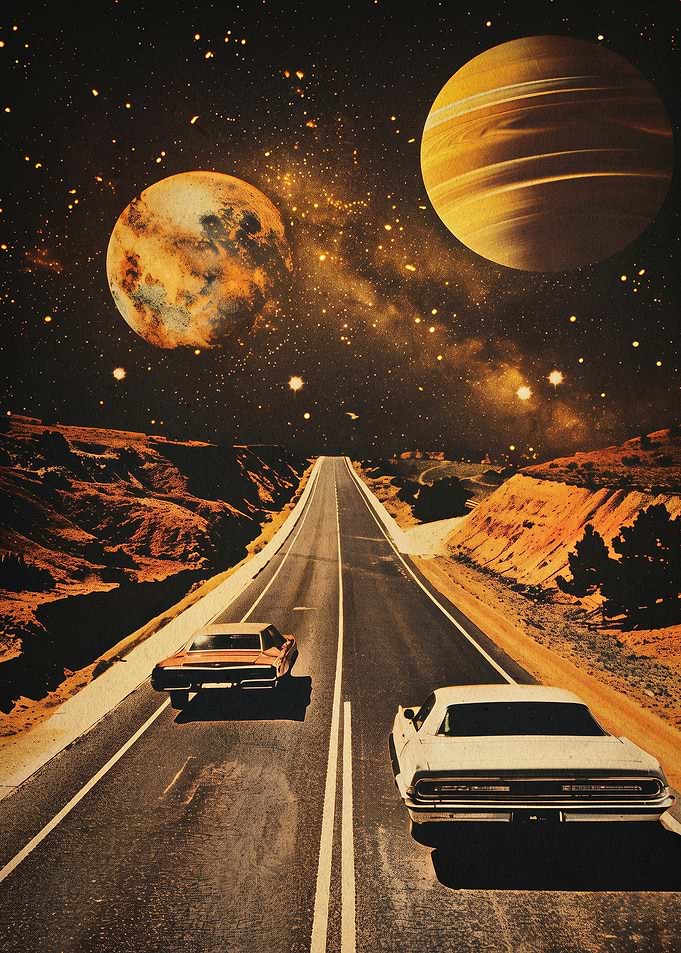 Cosmic Road Trip Retro Art