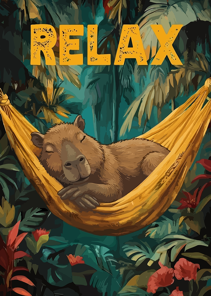 Capybara Relaxing in a Hammock