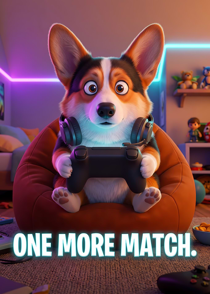 Corgi Gamer Playing Video Games