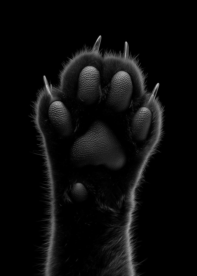 Close-up of a Black Cat Paw