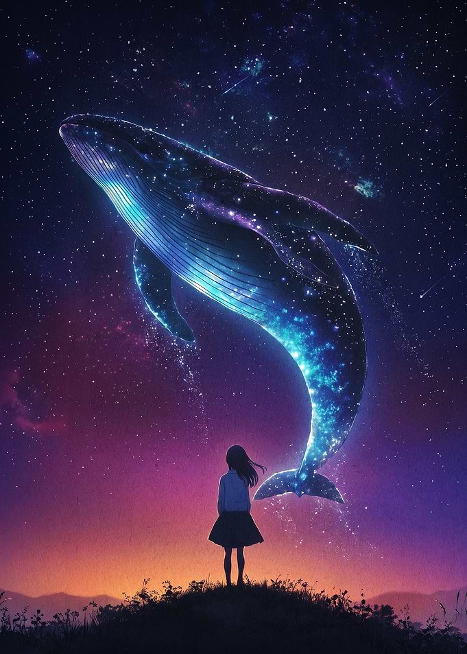 Cosmic Whale Fantasy Starry Art