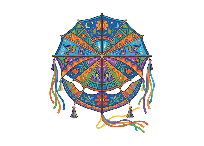 Colorful Traditional Guatemalan Kite Illustration