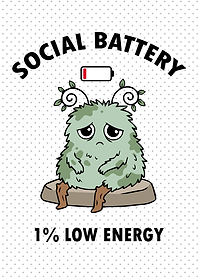 Social Battery 1% Low Energy – Poli Moss Mascot