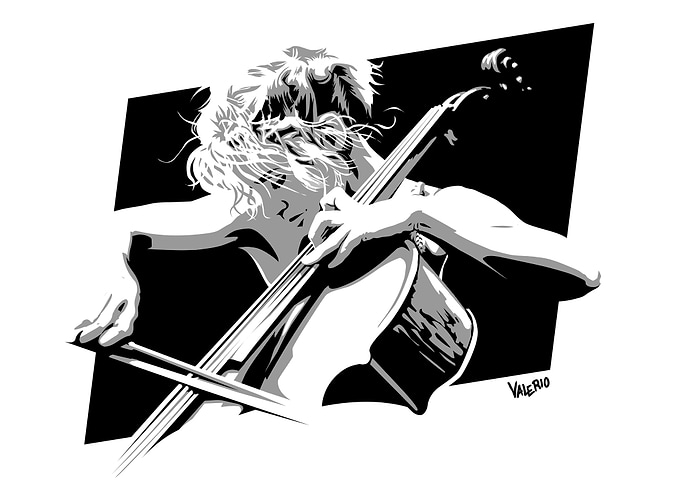Passionate Cello - Minimalist Black and White Music Art