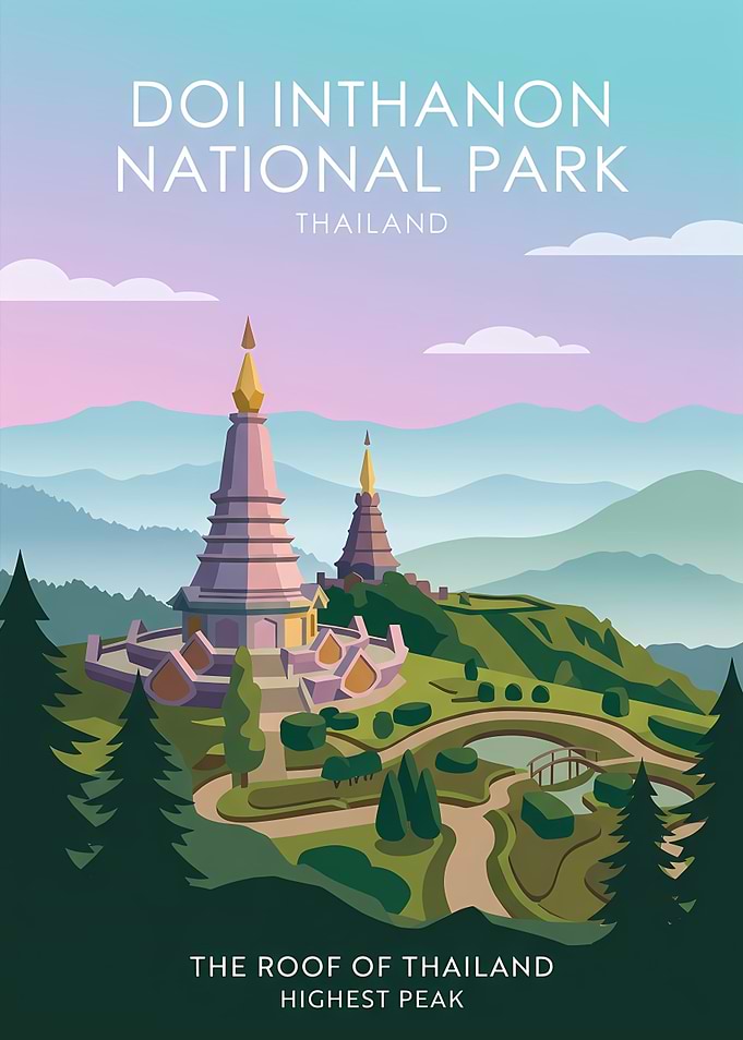 Doi Inthanon National Park Travel Poster