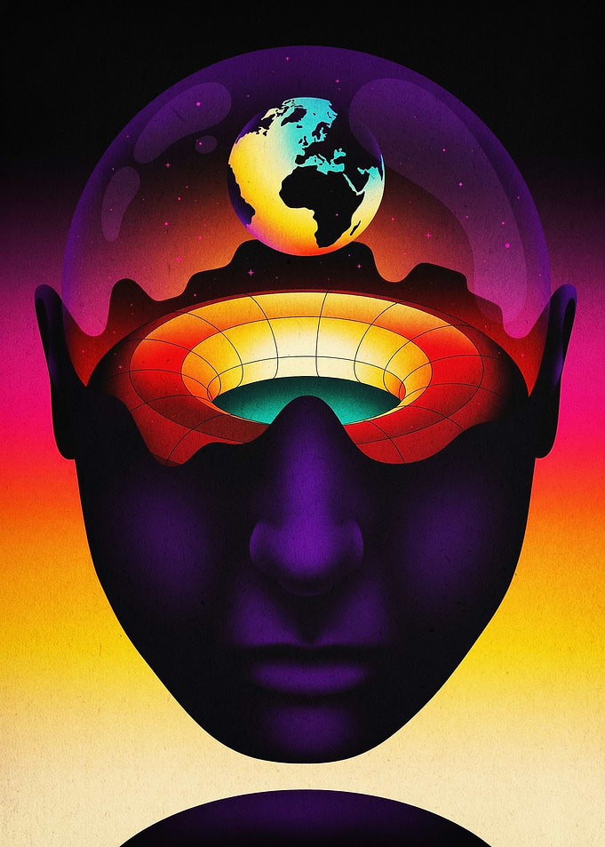 Cosmic Mind Earth Surreal Poster