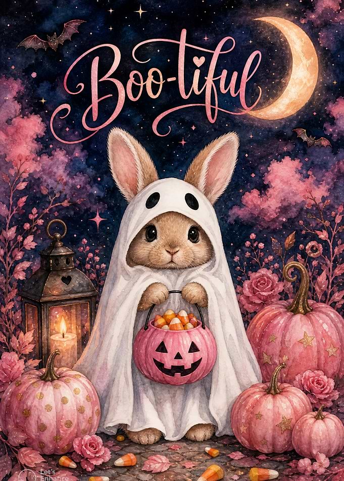 Boo-tiful Ghost Bunny – Pink Halloween