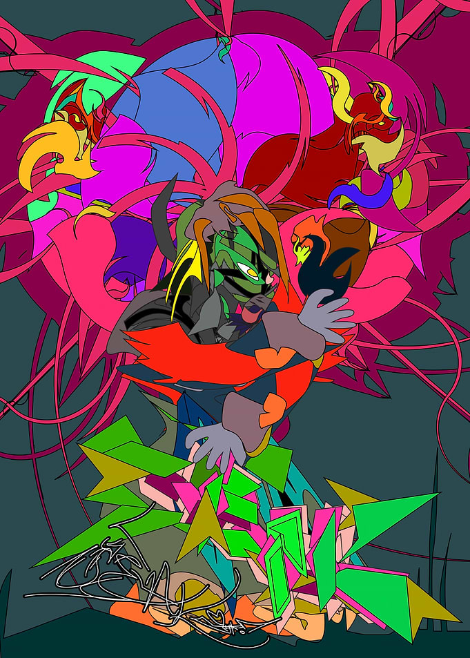 Abstract Cybernetic Character Illustration