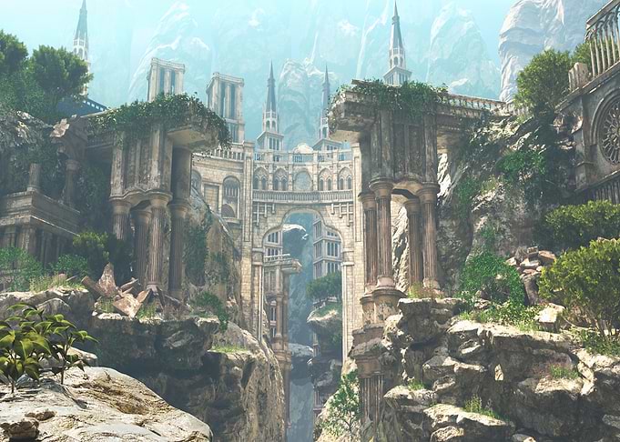Ruined Gothic Fantasy Mountain City