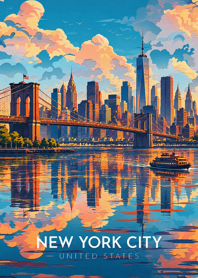 New York City Skyline Travel Poster