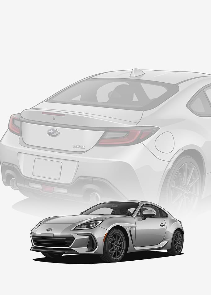 Subaru BRZ Silver Sports Car Illustration