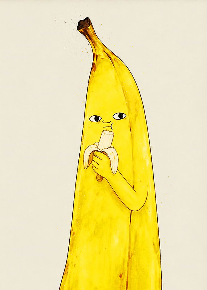 Anthropomorphic Banana Eating a Banana