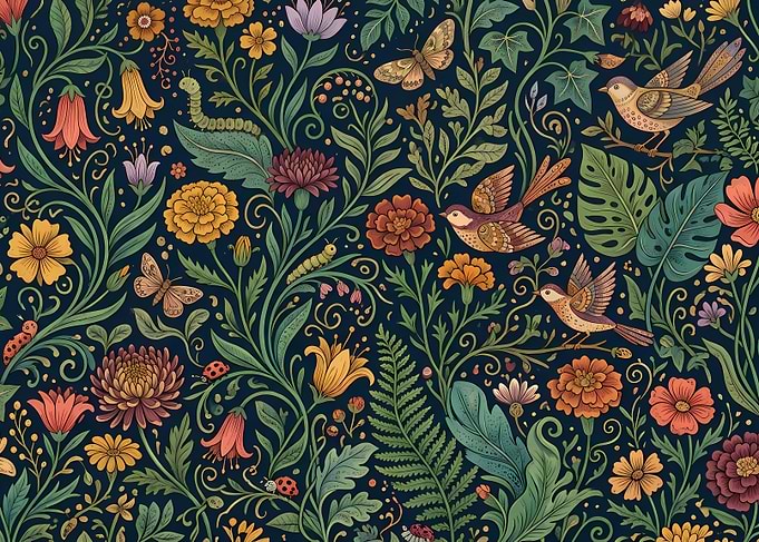 Whimsical Botanical Garden Pattern