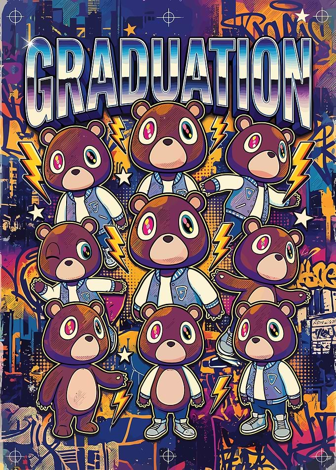 Kanye West Graduation Bear Collage Poster