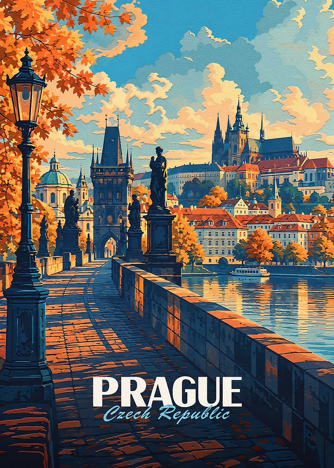 Autumnal Charles Bridge in Prague
