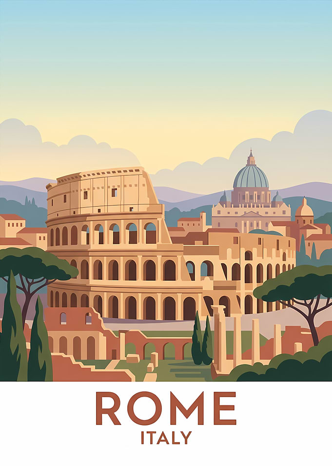 Vintage Rome Italy Travel Poster