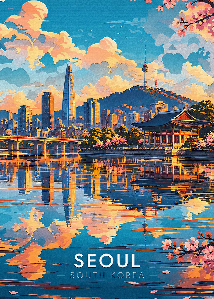 Seoul South Korea Travel Poster