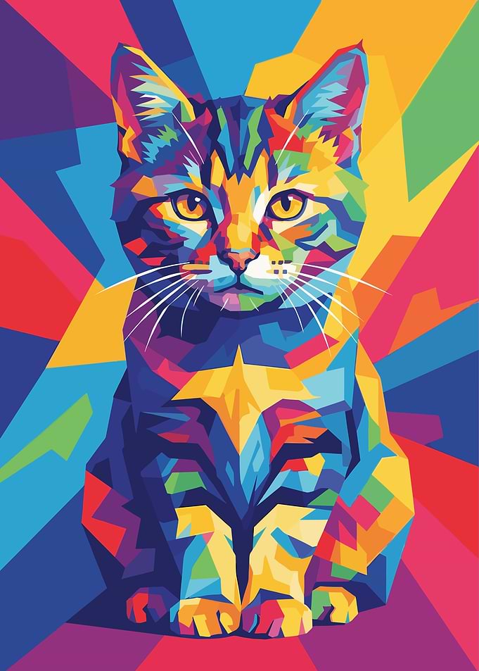 Colorful Pop Art Cat Portrait