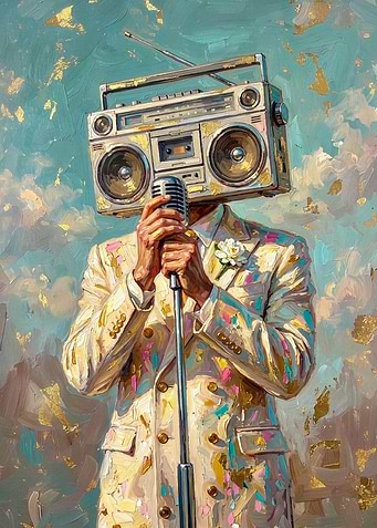 Boombox Head Singer in Suit