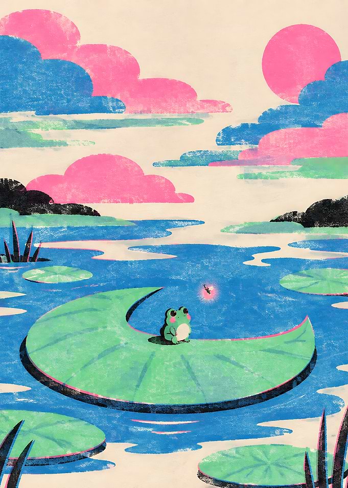 Cute Frog on Lily Pad