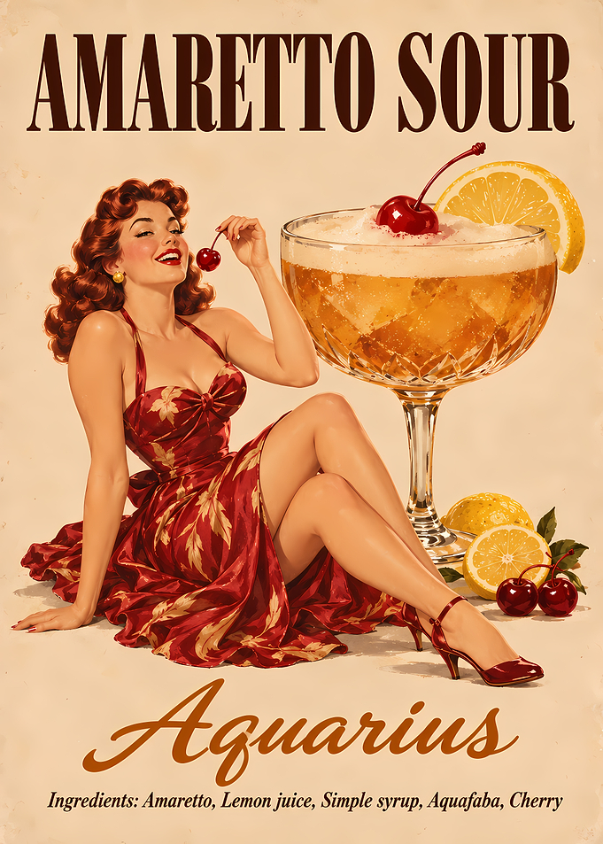 Vintage Amaretto Sour Pin-up Poster