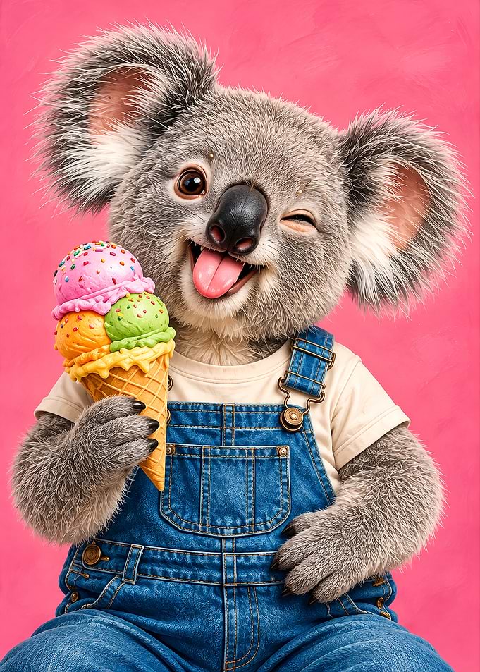 Cute Koala Eating Ice Cream
