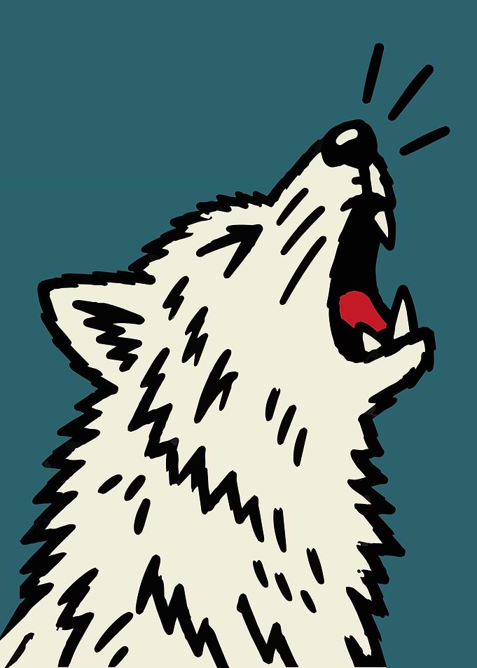 Howling Wolf Minimalist Illustration