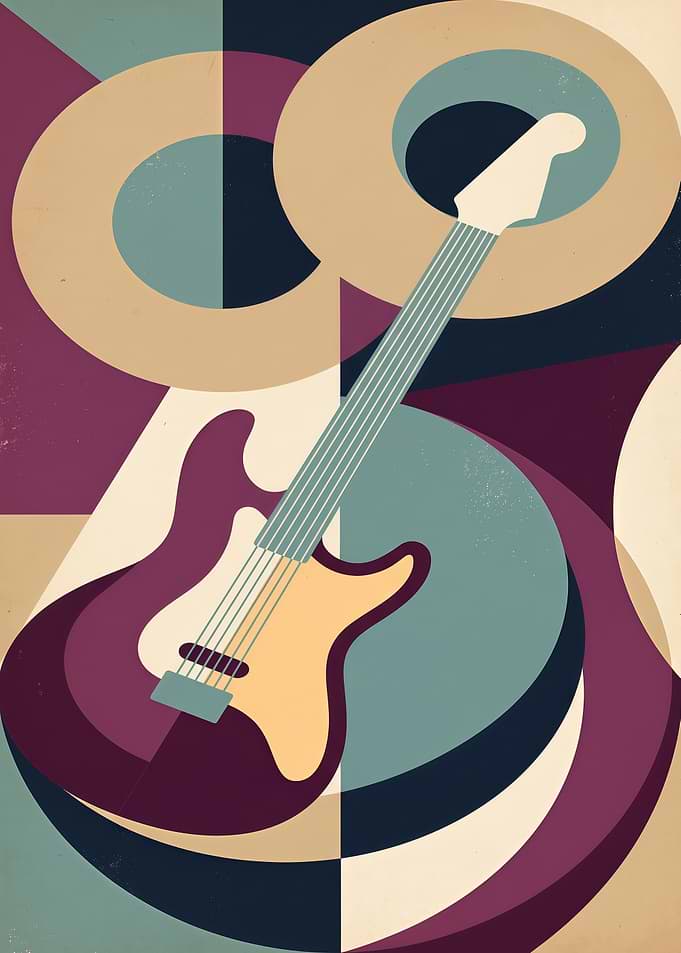 Abstract Geometric Electric Guitar Art