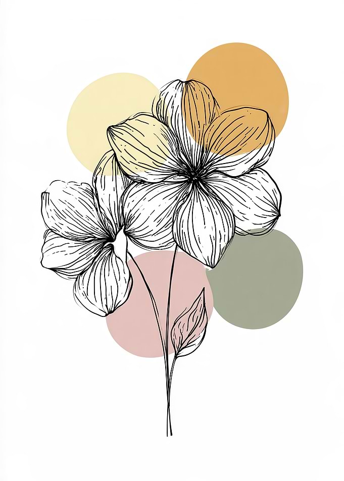 Minimalist Line Art Floral Illustration