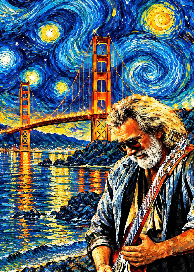 Jerry Garcia at Golden Gate Bridge