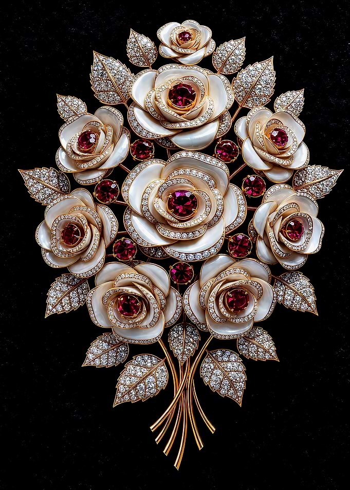 Imperial Golden Ruby Symphony - 3D Luxury Jewelry Art