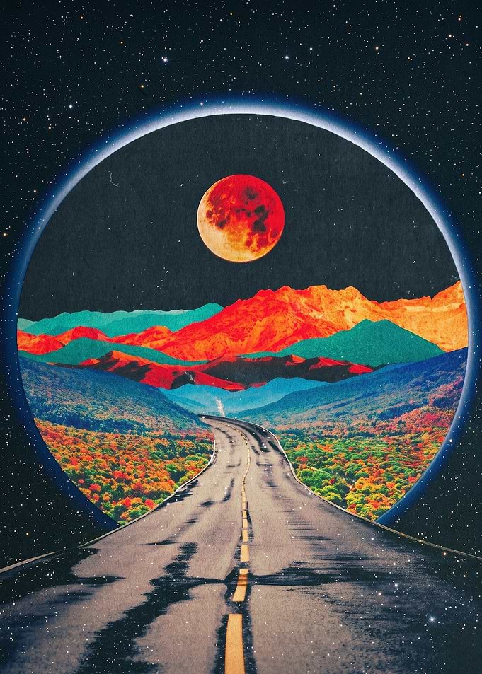 Cosmic Road Surreal Trip Art