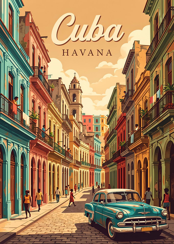 Vintage Cuba Havana Travel Poster