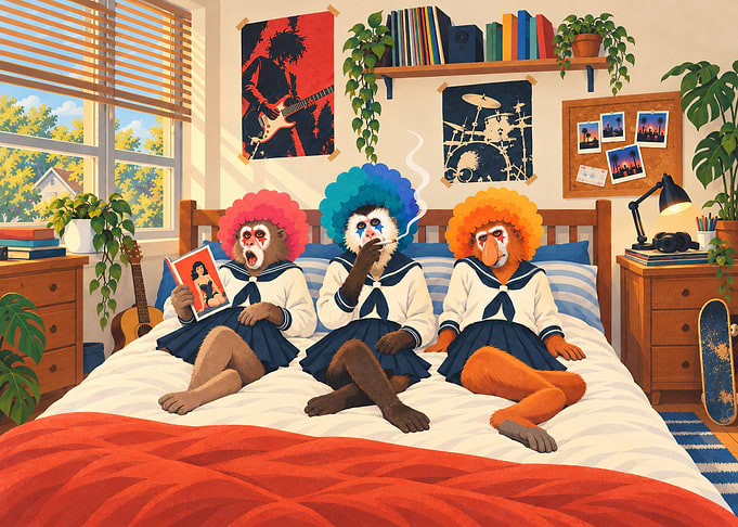 Three Monkeys in Sailor Uniforms