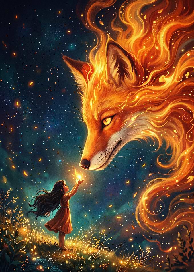 Fire Fox Fantasy Art Poster