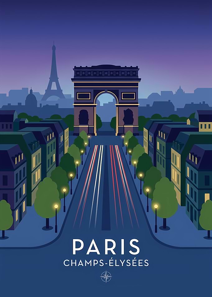Paris Champs-Élysées Travel Poster