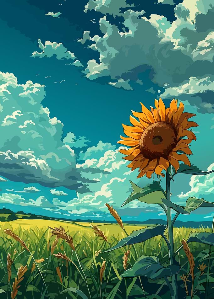 Vibrant Sunflower in a Summer Field