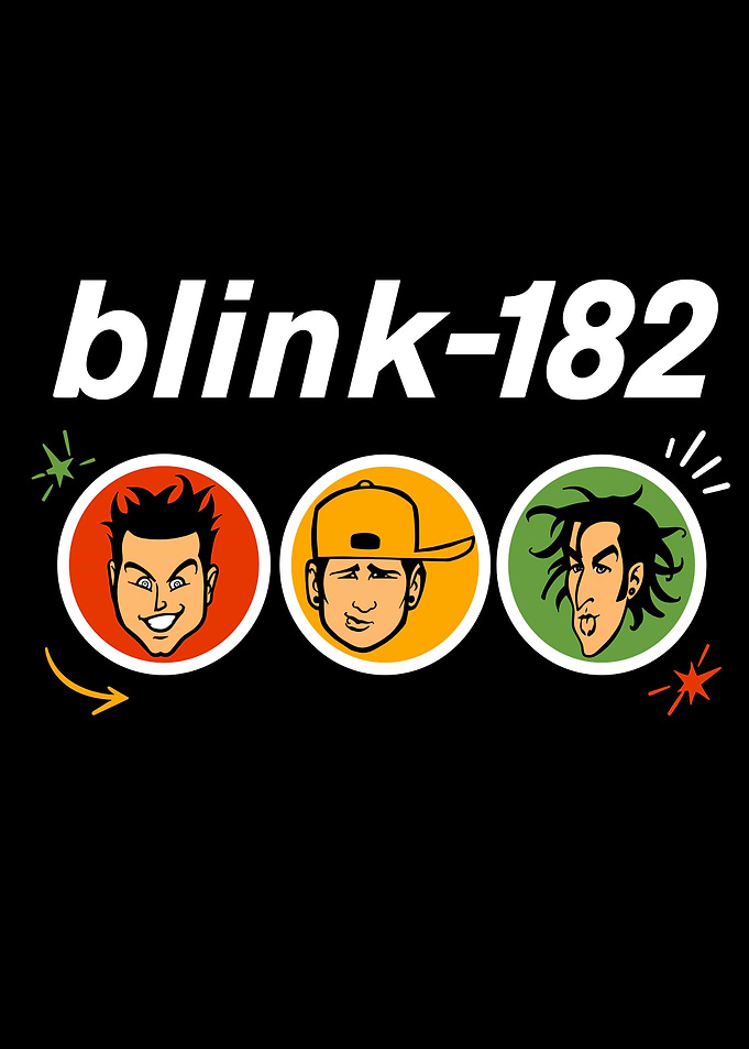Blink-182 Cartoon Band Member Graphic