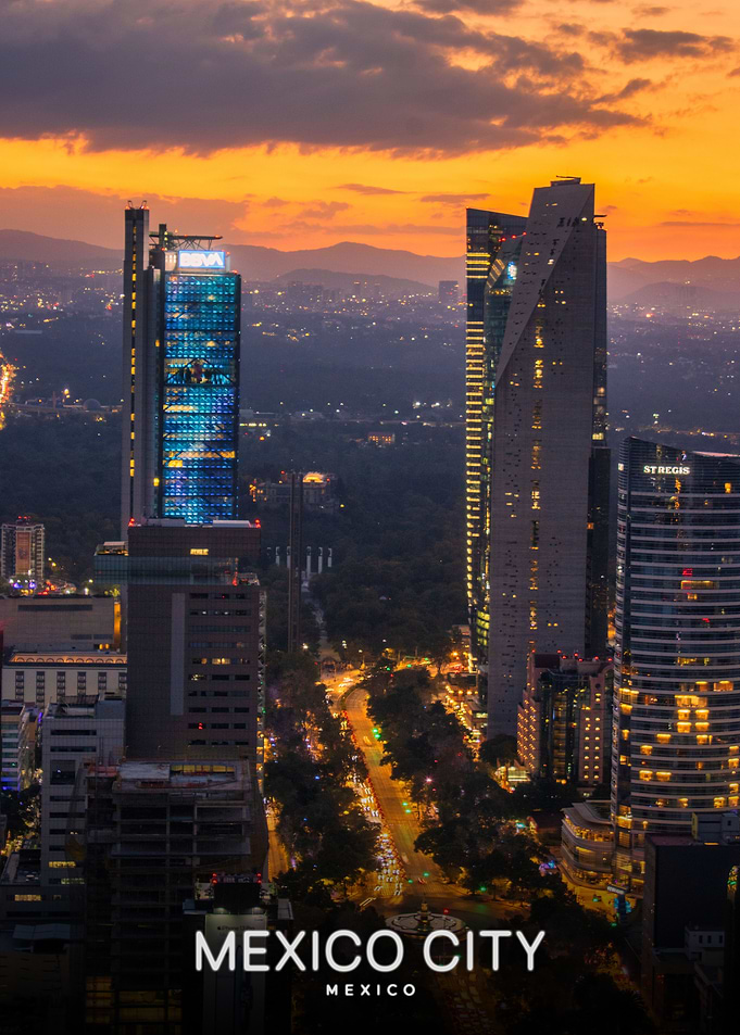 Mexico City Skyline at Sunset